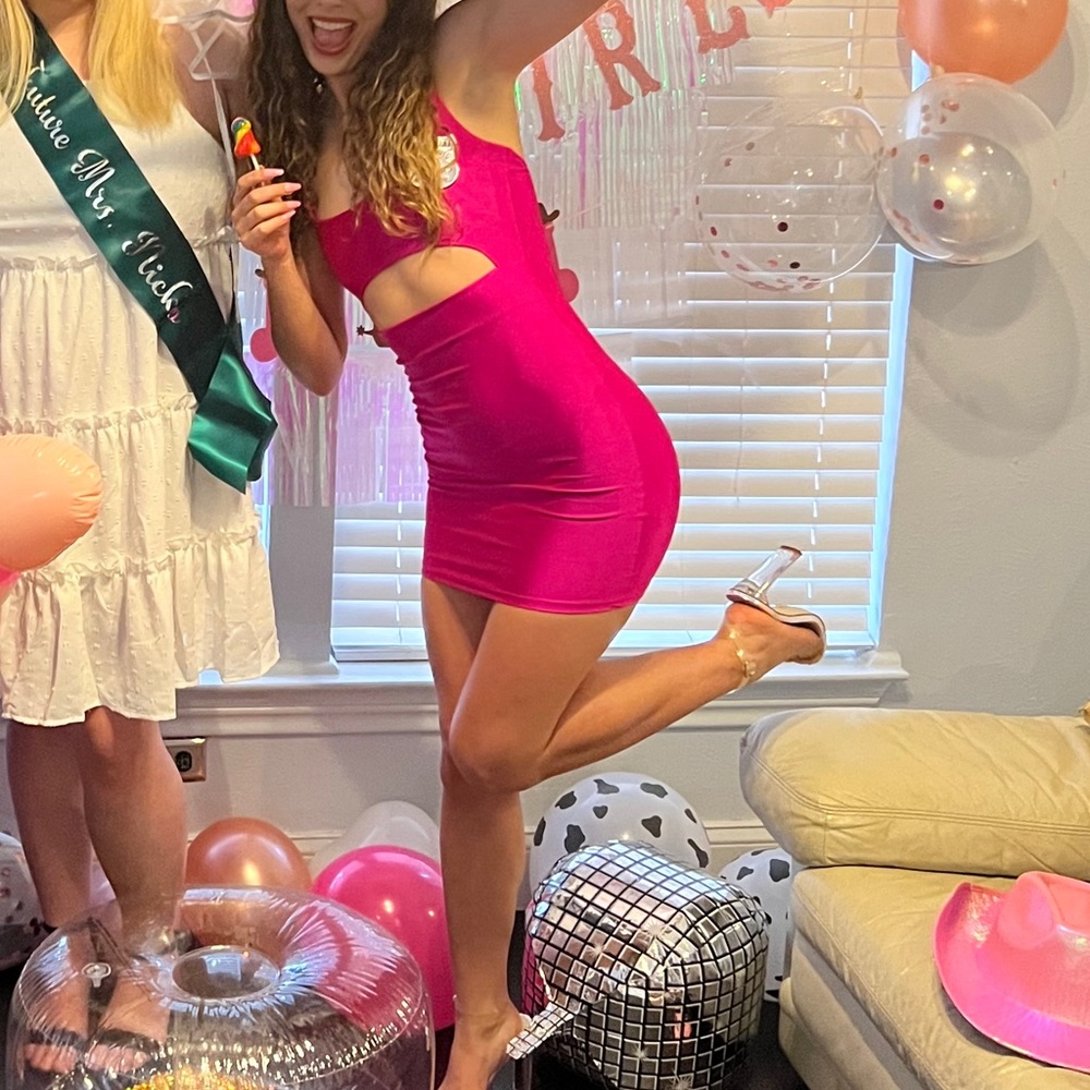Hot pink fashion nova tight cut out dress